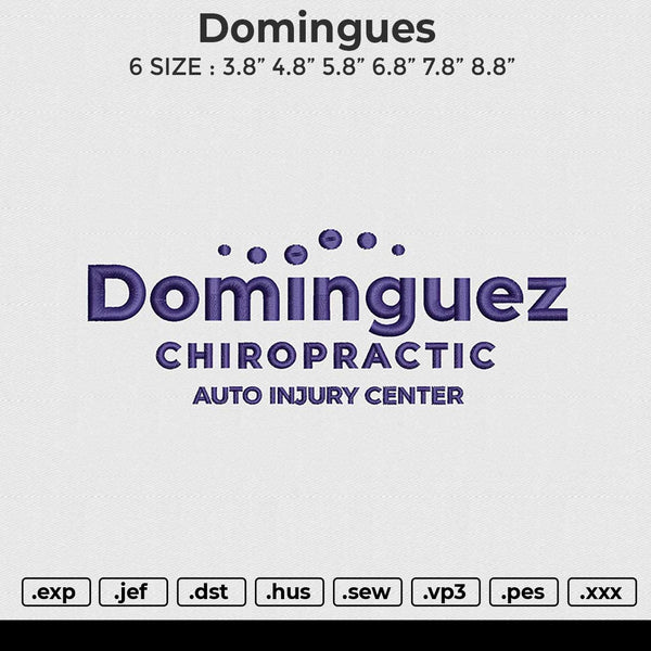 Domingues Embroidery File 6 size