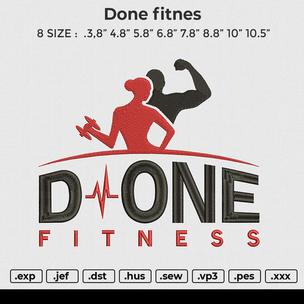 Done fitnes Embroidery File 6 size