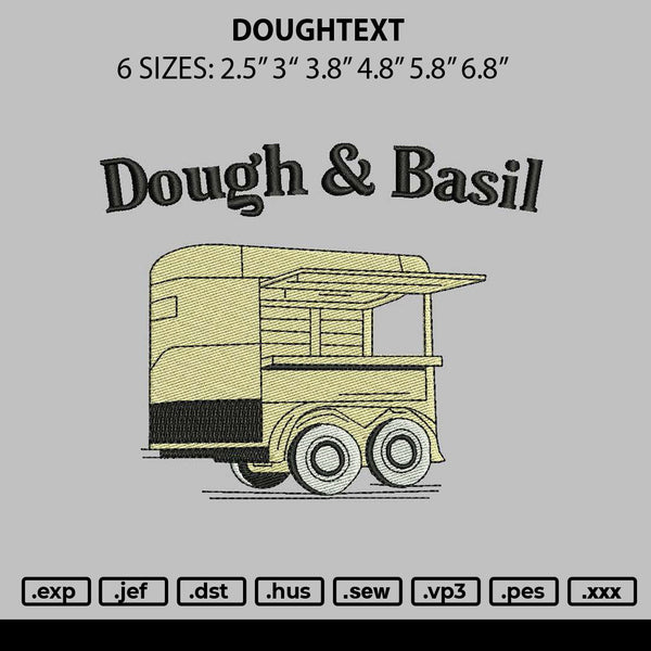 Doughtext Embroidery File 6 sizes