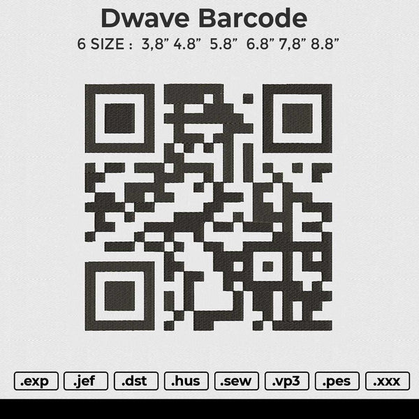 Dwave barcode Embroidery File 6 size