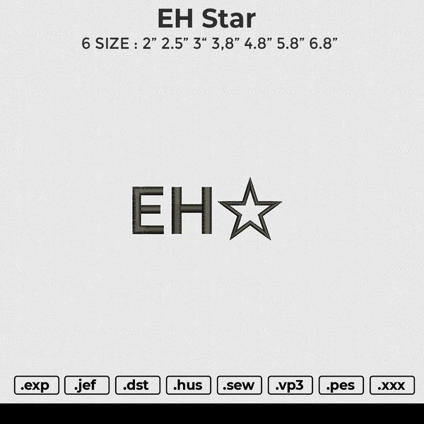 EH Star Embroidery File 6 size