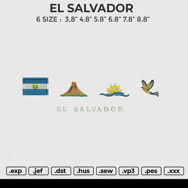 EL SALVADOR Embroidery File 6 size