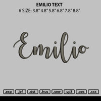 Emilio Text Embroidery File 6 sizes