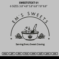 Sweetstext 01 Embroidery File 6 sizes