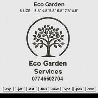 Eco Garden Embroidery File 6 size