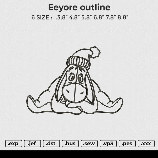 Eeyore Outline Embroidery File 6 size