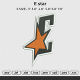 E star Embroidery File 6 size