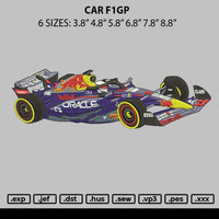 Car F1gp Embroidery File 6 sizes