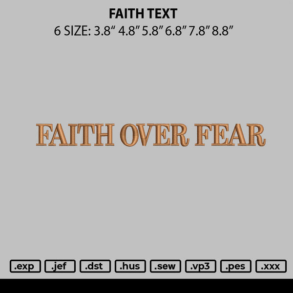 Faith Text Embroidery File 6 sizes