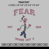 Fear text Embroidery File 6 size