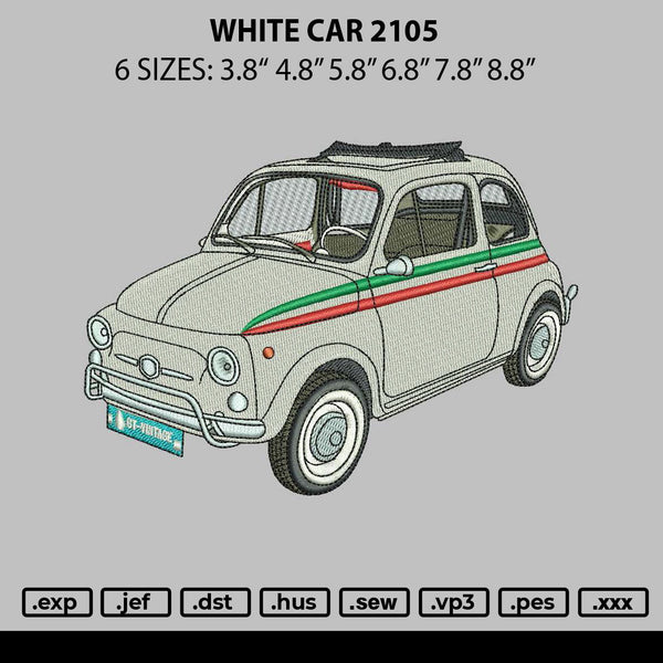White Car 2105 Embroidery File 6 sizes