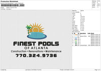 FINEST POOLS Embroidery File 6 size