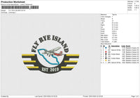 FLY RYE ISLAND Embroidery File 6 size