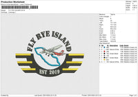 FLY RYE ISLAND Embroidery File 6 size