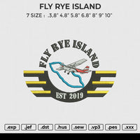 FLY RYE ISLAND Embroidery File 6 size