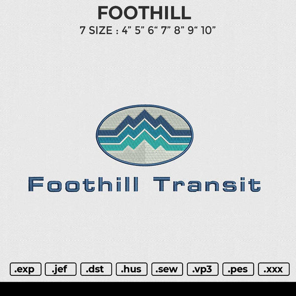 FOOTHILL Embroidery File 6 size