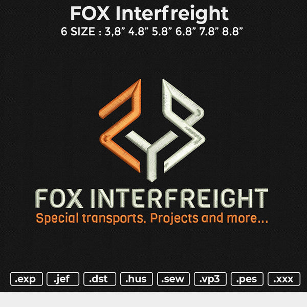 FOX interfreight Embroidery File 6 size