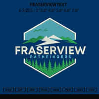 Fraserviewtext Embroidery File 6 sizes