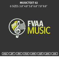 Musictext 02 Embroidery File 6 sizes