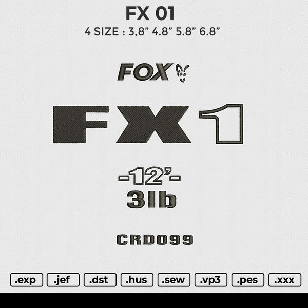 FX 01 Embroidery File 6 size