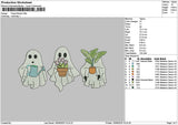 Floral Ghost Embroidery File 6 sizes