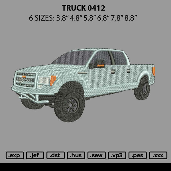 Truck 0412 Embroidery File 6 sizes