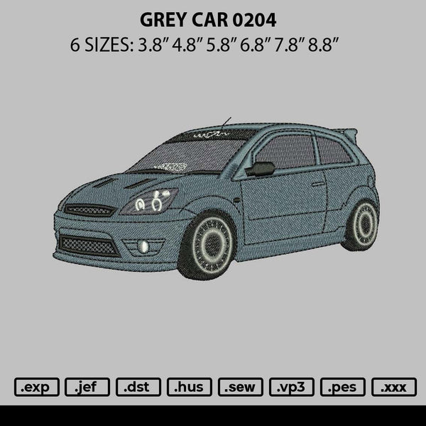 Grey Car 0204 Embroidery File 6 sizes