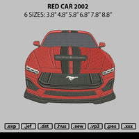 Red Car Front 2002 Embroidery File 6 sizes