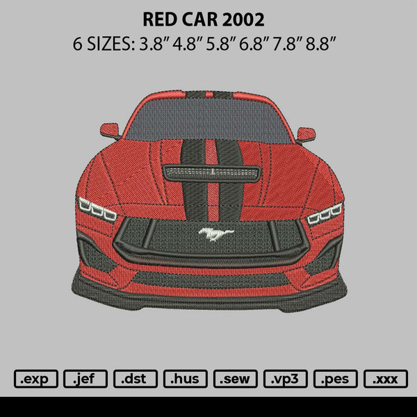 Red Car Front 2002 Embroidery File 6 sizes