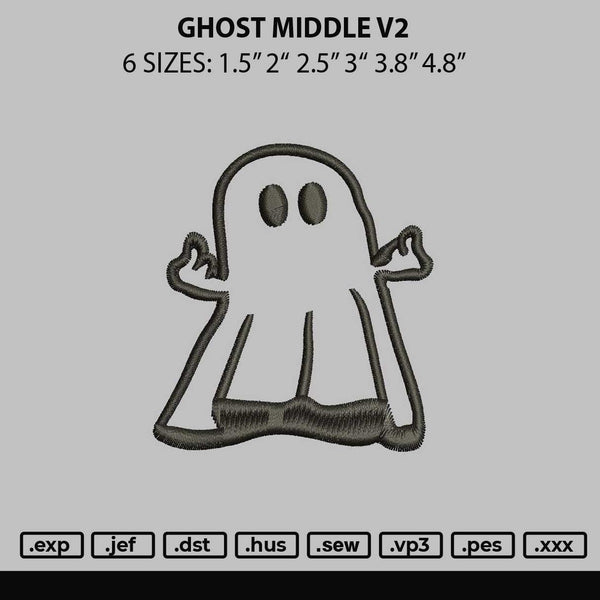 Ghost Middle V2 Embroidery File 6 sizes