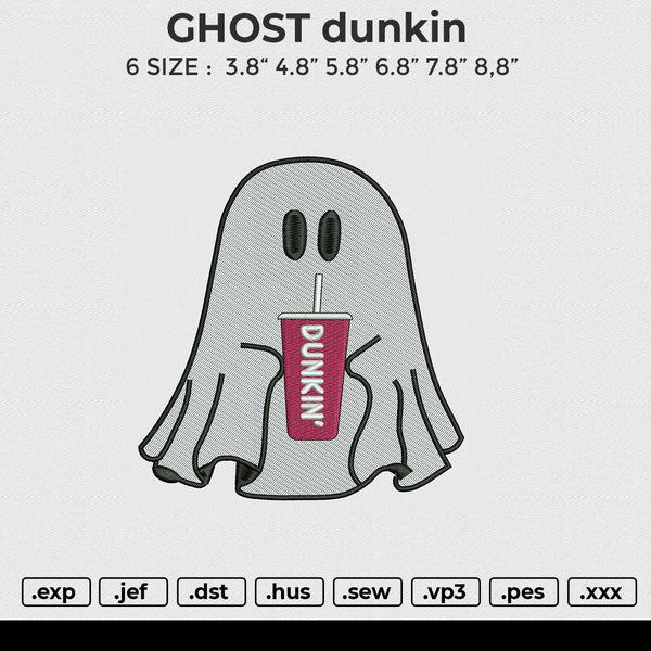 GHOST dunkin Embroidery File 6 size
