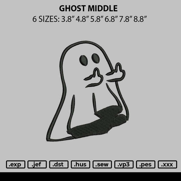 Ghost Middle Embroidery File 6 sizes
