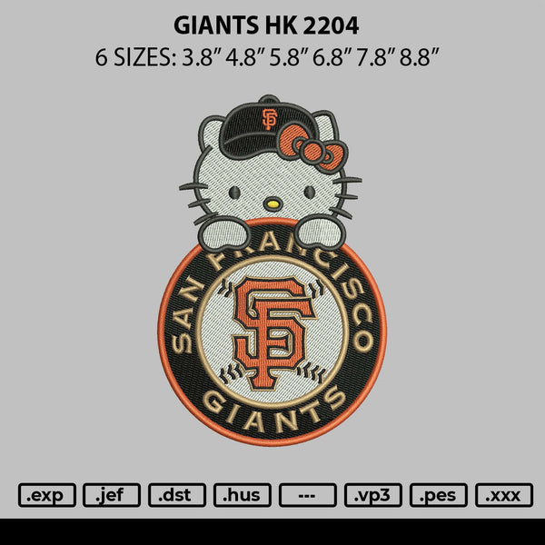 Giants Hk 2204 Embroidery File 6 sizes