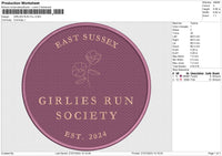 GIRLIES RUN FILL Embroidery File 6 sizes