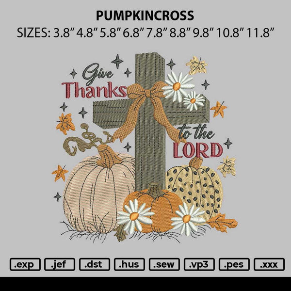 Pumpkincross Embroidery File 6 sizes