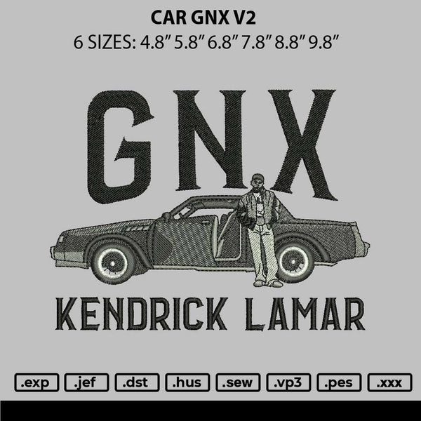 Car Gnx V2 Embroidery File 6 sizes