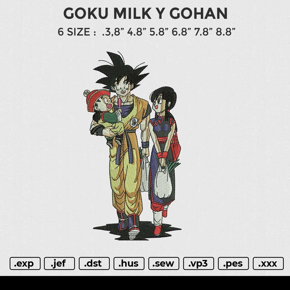 GOKU MILK Y GOHAN Embroidery File 6 size – embrostudio