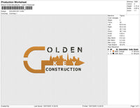 GOLDEN KEY Embroidery File 6 size