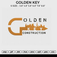 GOLDEN KEY Embroidery File 6 size