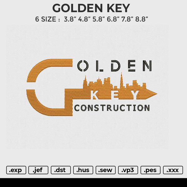 GOLDEN KEY Embroidery File 6 size