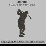 Golf0103 Embroidery File 6 sizes