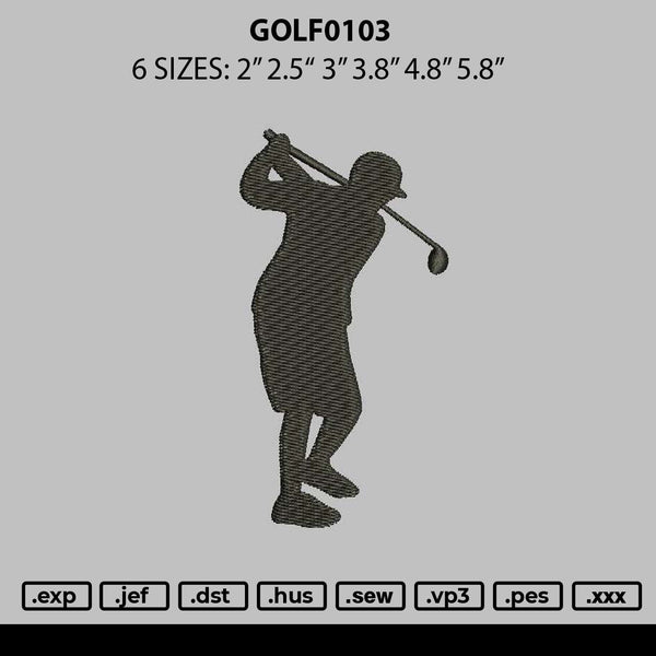 Golf0103 Embroidery File 6 sizes