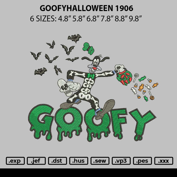 Goofy Halloween 1906 Embroidery File 6 sizes