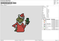 Grinch Drink 02 Embroidery File 6 sizes