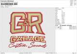 G&R GARAGE Embroidery File 6 size