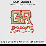 G&R GARAGE Embroidery File 6 size