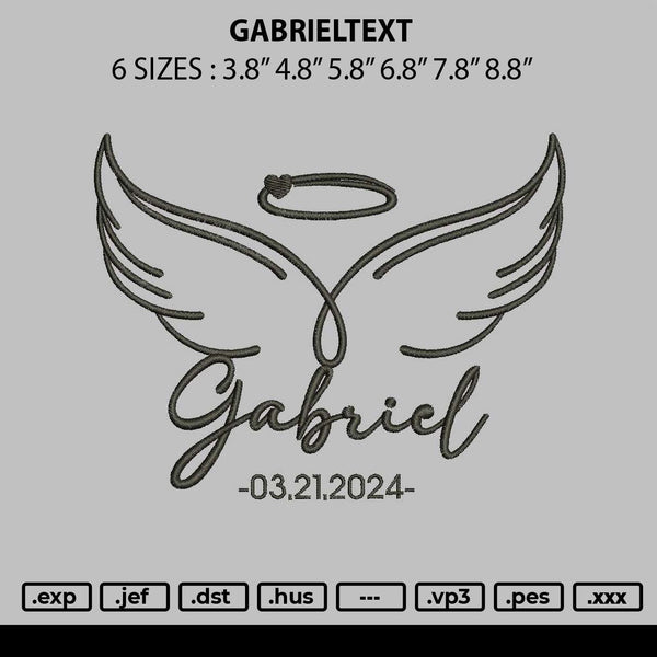 Gabrieltext Embroidery File 6 sizes