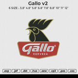 Gallo v2 Embroidery File 6 size