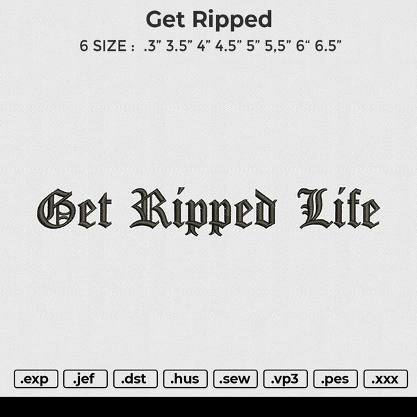 Get Ripped Embroidery File 6 size