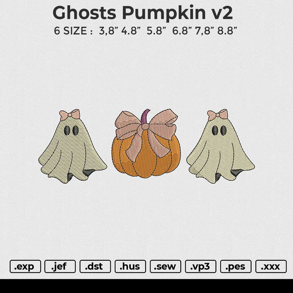 Ghosts pumpkin v2 Embroidery File 6 size